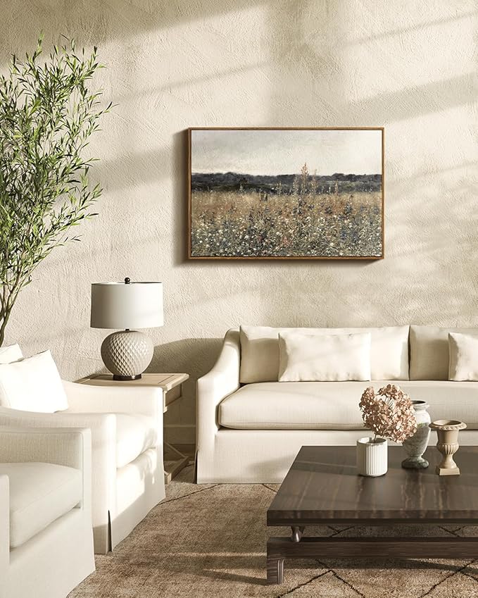 InSimSea Framed Canvas Wall Art Vintage Decor, Large Wall Art, Meadow - Image 3