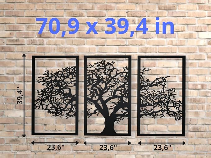 VAILLA Tree of Life Wall Art Decor Set of 3 Wall Hanging Sculpture Modern Wall - Image 6