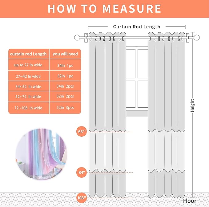XiDi Curtains for Bedroom Decor, Kids Room Curtains for Girls Rainbow Colour - Image 8