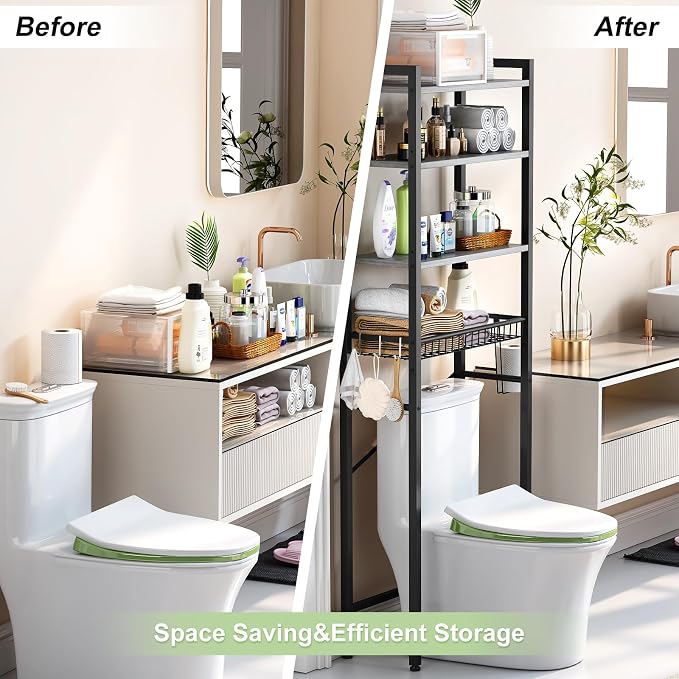 Kalrin Over-The-Toilet Storage Rack, 4-Tier Bathroom Organizer Shelf Over Toilet - Image 4