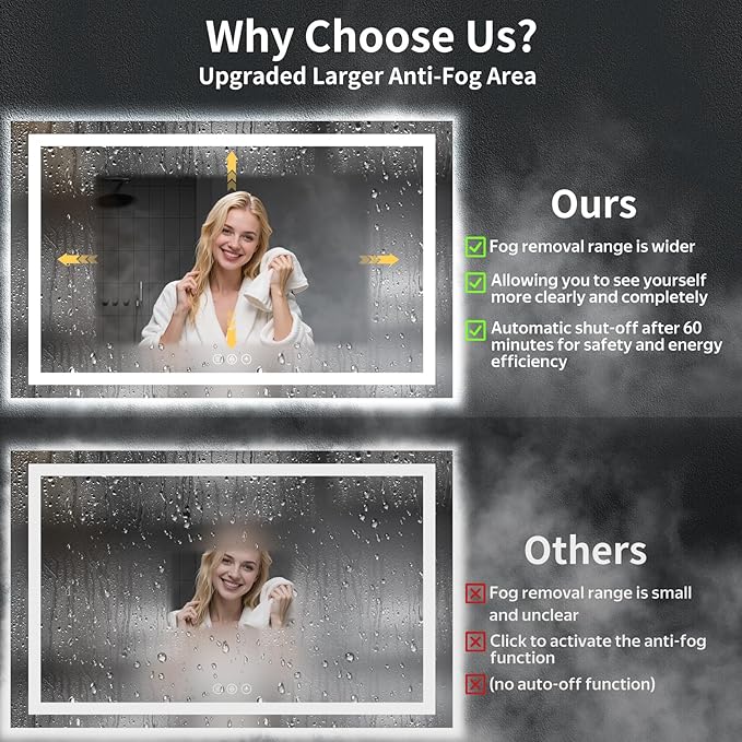 60"x36" LED Bathroom Mirror - Image 3