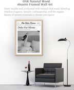 iHery Dolce Far Niente Framed Trendy NewsPaper Wall Art, Natural OAK Wood Large - Image 4