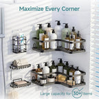 Veken Corner Shower Caddy 5-Pack, Advanced Rustproof Design, No Drilling - Image 2