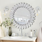 Chende 40'' Large Round Mirror, Modern 3D Decoratiave Wall Mirror - Image 4