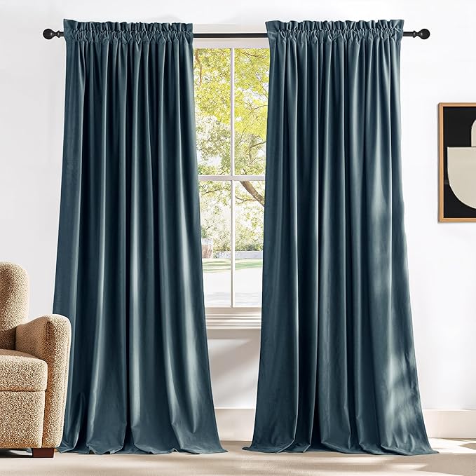 NICETOWN Slate Blue Blackout Velvet Curtains by NICETOWN