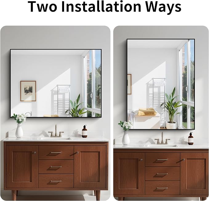 KOCUUY Black Mirror, HD Tempered Glass, Anti-Rust Frame, Modern Design - Image 10