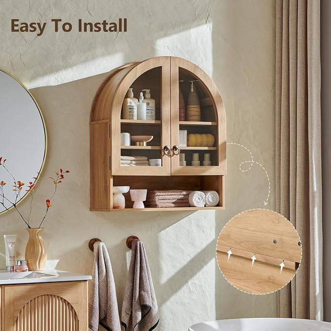 IFGET Bathroom Arched Wall Cabinet, 23.6'' Wide Medicine Cabinet - Image 8