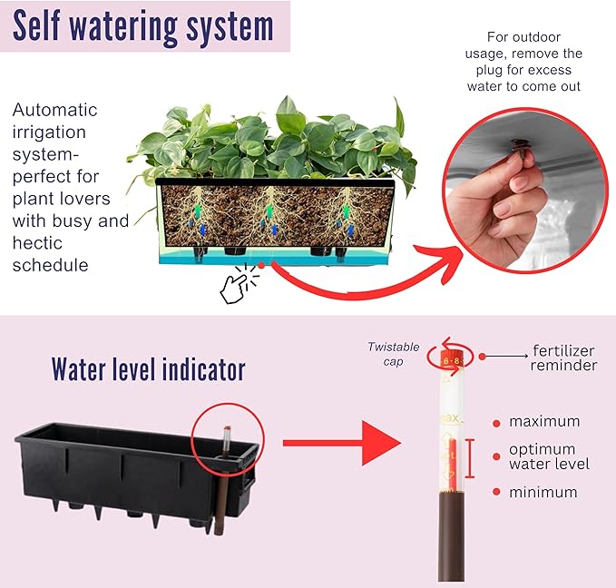 LaLaGreen Wall Planters for Outdoor Black Self Watering System Hanging Planter - Image 3