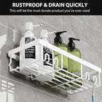Moforoco Shower Caddy Shelf Organizer Rack, Self Adhesive Black Bathroom - Image 2