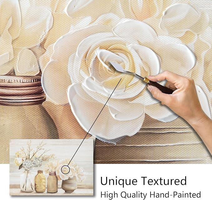 Farmhouse Floral Wall Art for bathroom, Flower Rustic Wood Board Canvas Wall - Image 4
