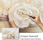Farmhouse Floral Wall Art for bathroom, Flower Rustic Wood Board Canvas Wall - Image 4