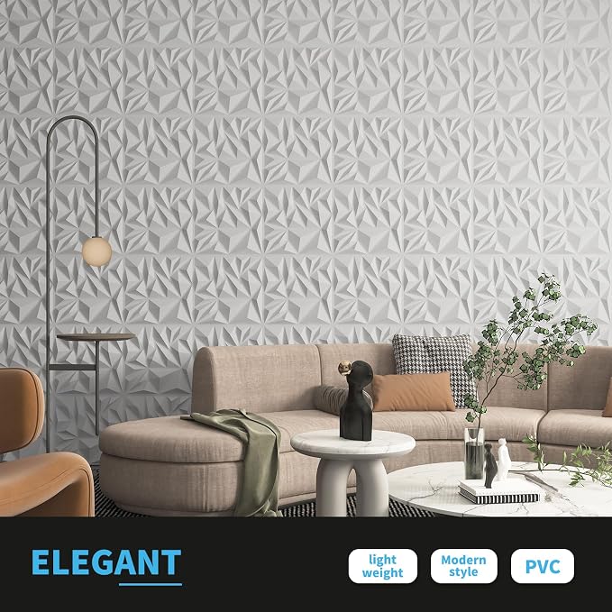Art3d 50-Pack 3D Wall Panels for Interior Wall Decor, Modern Diamond Textured - Image 3