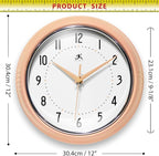 Infinity Instruments Retro 9.5 Inch Round Indoor Wall Clock, Peach Fuzz - Image 7