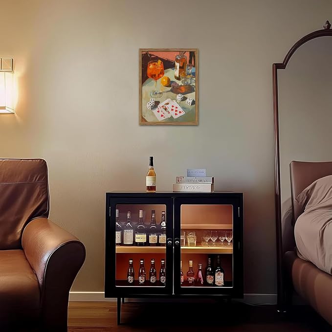 Vintage Framed Cocktail Canvas Wall Art, Retro Dice and Cards Poster Print - Image 7