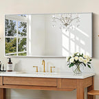 KOCUUY Silver Bathroom Mirror, HD Tempered Glass, Anti-Rust Brushed Silver Frame - Image 2