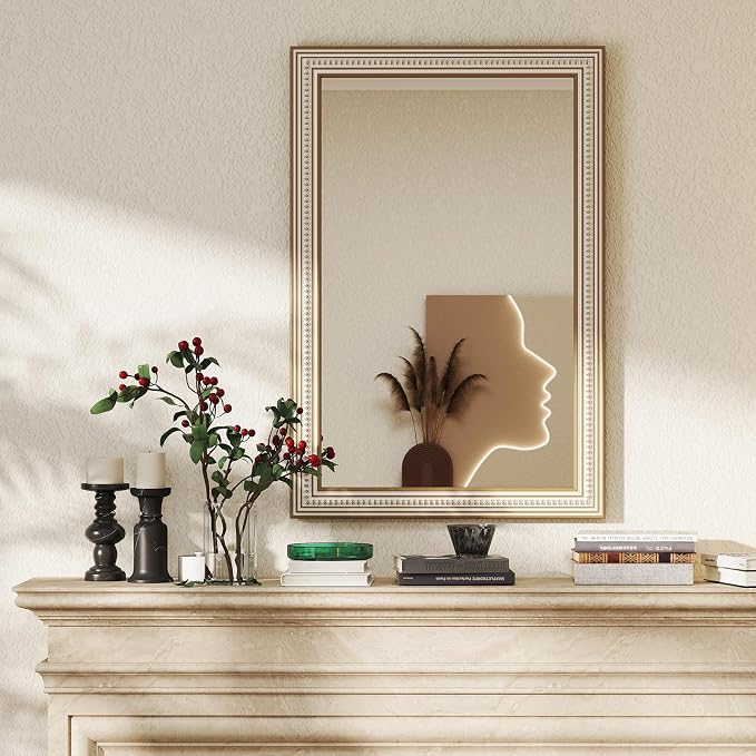 Reflinto 36x24 Inch Rustic Farmhouse Rectangular Wall Mirror, Wooden Rectangle - Image 4