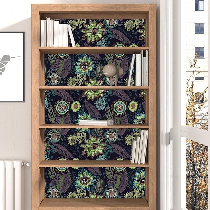Vintage Boho Wallpaper Peel and Stick, Dark Purple/Green Gothic Floral Contact - Image 7