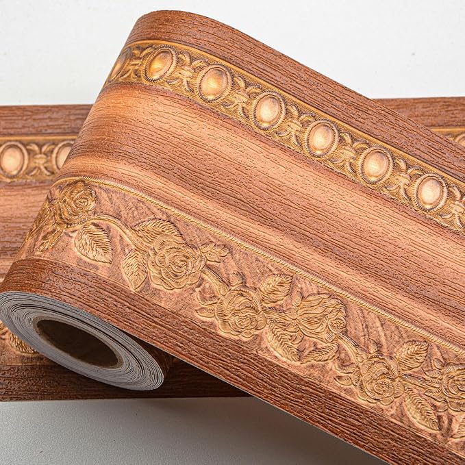 AbaBoorty Wood Wallpaper Border 394"X4.1" 3D Peel and Stick Wall Border by AbaBoorty