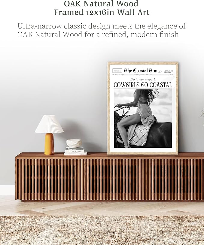 iHery Unframed Trendy Coastal Cowgirl NewsPaper Wall Art Prints, 12x16in Black - Image 5