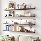 YGEOMER Floating Shelves for Wall, 35in Brown Wall Shelves for Living Room - Image 2