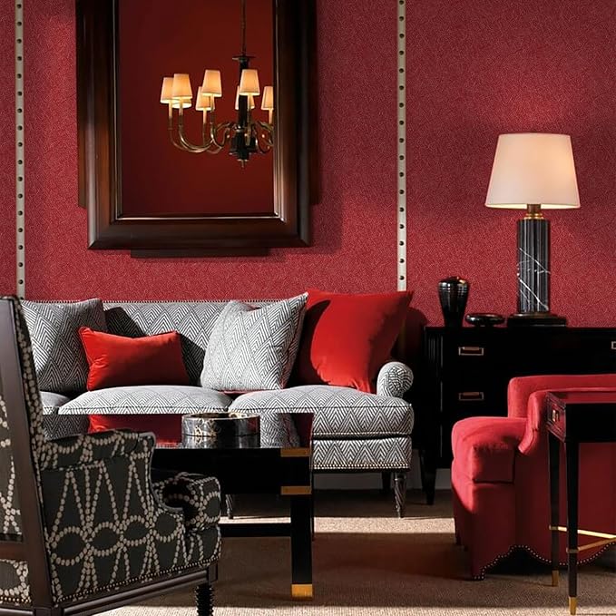 Dark Red Peel and Stick Self Adhesive Wallpaper - Image 3