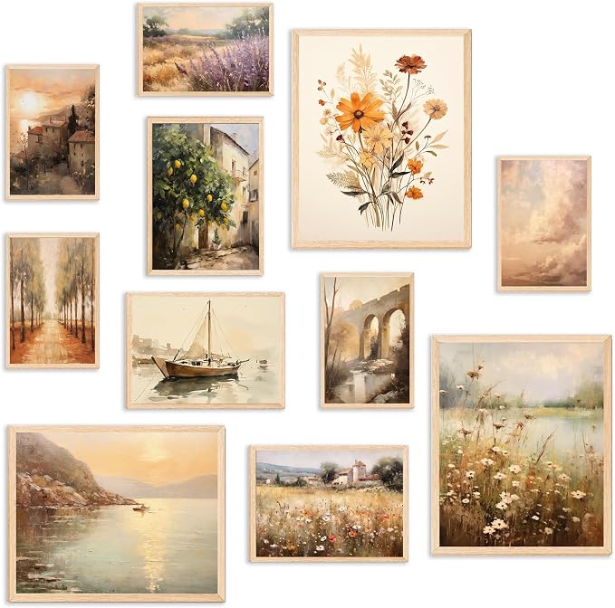 KBKBART 11pcs Vintage Wall Art Prints, Neutral French Country Decor, Vintage by KBKBART