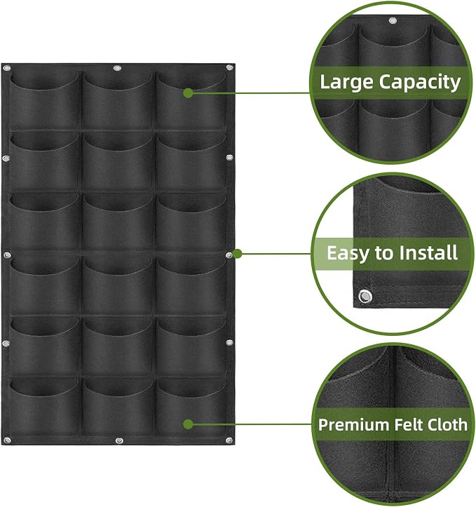Hanging Planting Grow Bags, 18 Pockets Hanging Vertical Wall Planter Wall - Image 4