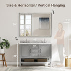 48 x 36 Silver Bathroom Mirror, Large Beveled Silver Bathroom Vanity Mirror - Image 2