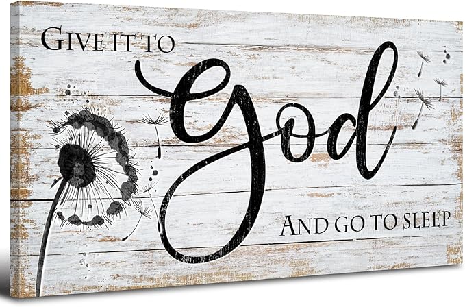 Give it to god and go to sleep Sign Wall Art Christian Bible Verses Wall Decor by HOME