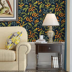 BOKEBEVE Dark Blue Wallpaper Peel and Stick Boho Leaf Contact Paper Floral Wall - Image 5