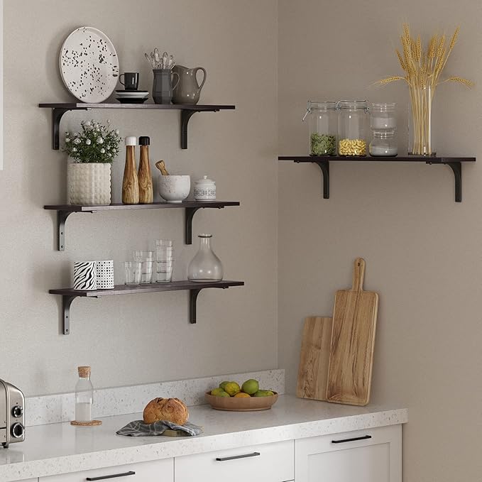 DINZI LVJ Long Wall Shelves, 31.5 Inch Wall Mounted Shelves Set of 2, - Image 2