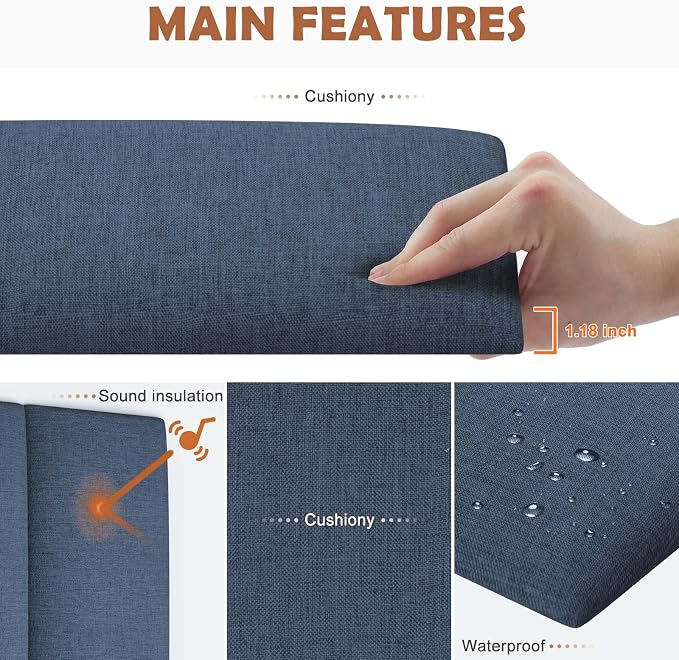IFNOW Upholstered Wall Mounted Headboard, 3D Soundproof Wall Panels Peel and - Image 3