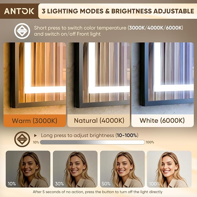 Antok 55X40 LED Bathroom Mirror - Image 6