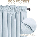 100% Blackout Shield Chambray Blue Linen Blackout Curtains - Image 4