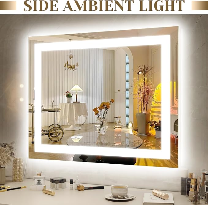 ROLOVE 22x20 Inch Lighted Vanity Mirror, 3-Mode Touch Dimming LED Lighting - Image 3