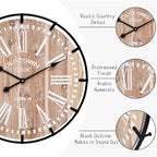 24 Inch Large Farmhouse Wall Clock, Rustic Wooden Wall Clock Decorative - Image 4