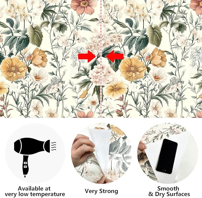 Livebor Vintage Floral Peel and Stick Wallpaper Floral Contact Paper - Image 5