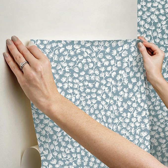 NuWallpaper x Society Social Sea Fern Slate Blue Peel and Stick Wallpaper - Image 6