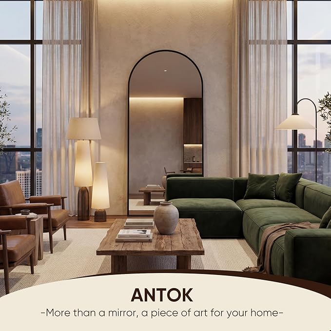 Antok 58" x19” Arched Full Length Floor Mirror, Free Standing/Wall Mount/Leaning - Image 4