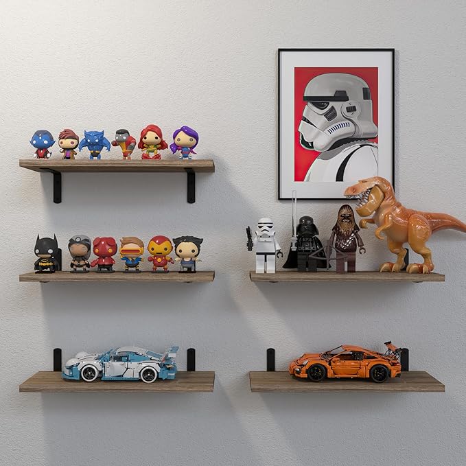 DOLLFIO Floating Shelves, 5 Sets Wall Shelves, Wood Floating Shelves - Image 4