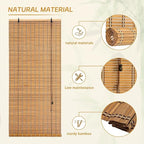 Bamboo Roll Up Shades for Windows 32Wx72L, Light Filtering Hanging Window Blinds - Image 4