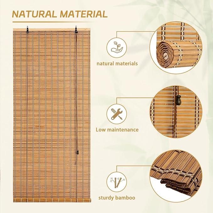 Bamboo Roll Up Shades for Windows and Doors - Image 4