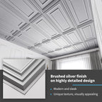 Art3d Drop Ceiling Tiles, 24x48in. Argent Silver - Image 5