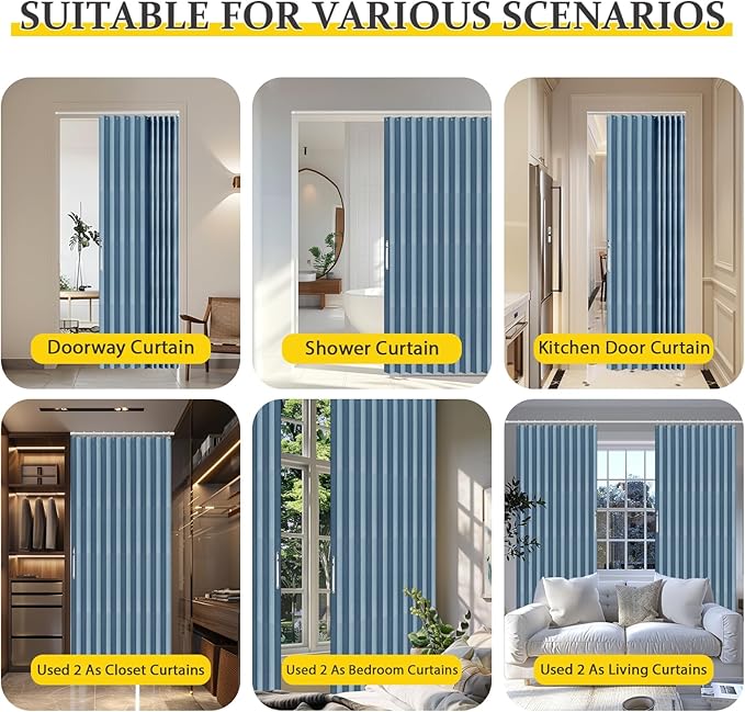 AJAZZ 100% Blackout Accordion Doors Interior Magnetic Door Curtain Closet Door - Image 5