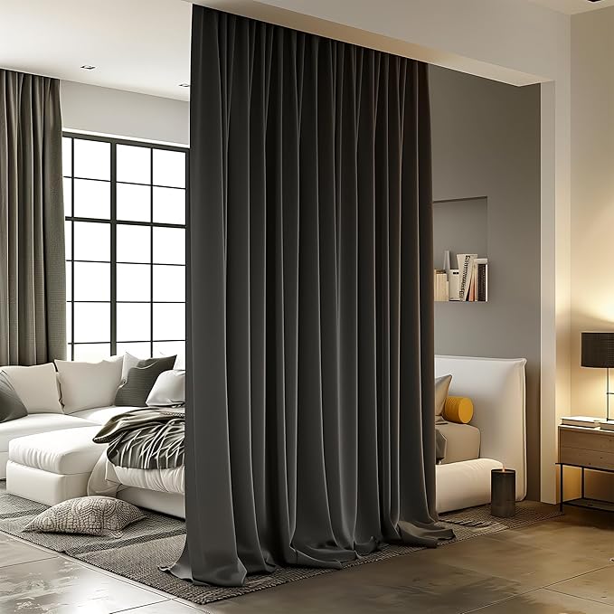 Room Divider Curtains for Ceiling Track Rod, 4.3 ft Wide x 10 ft Tall by RoomDarkning