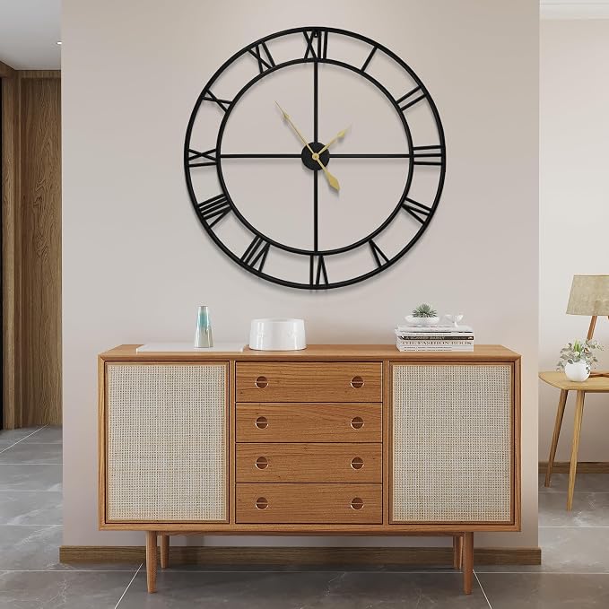 LEIKE 40 Inch Extra Large Modern Wall Clock, Oversize Rustic Round Nearly - Image 9