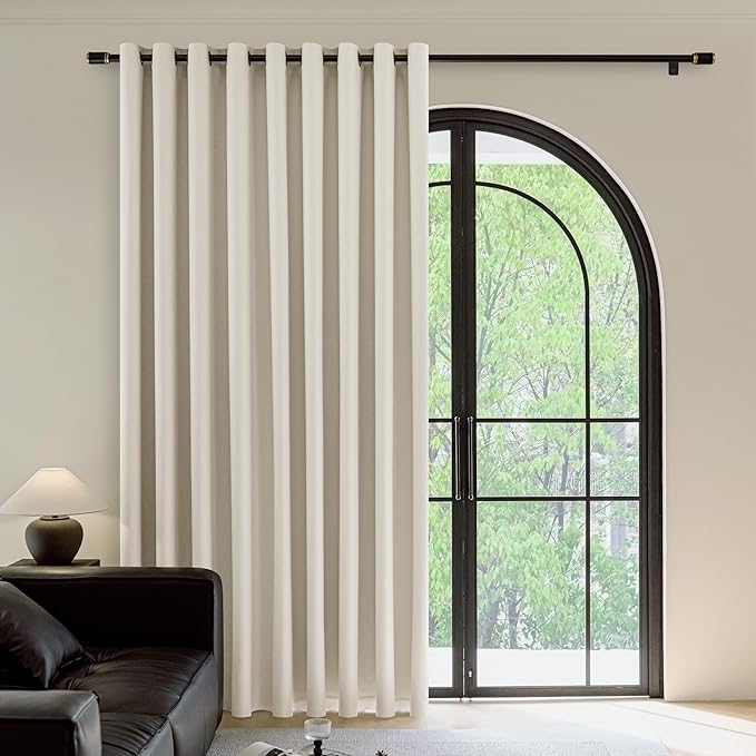 FMFUNCTEX 100% Beige Blackout Patio Sliding Glass Door Curtains 84 inch Length by Fmfunctex