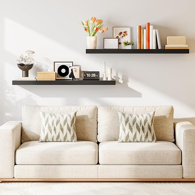 HOOBRO Floating Shelves for Wall, Wall Mounted Shelf Set of 2, 47.2" Hanging - Image 5
