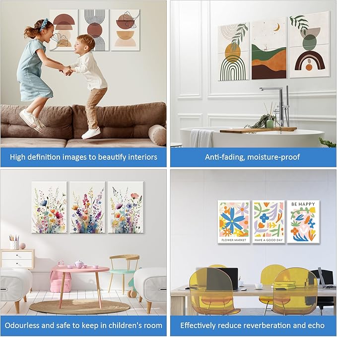 JBER Art Acoustic Panels, 17.1×11.8 Inches Acoustical Wall Panels, Sound - Image 5