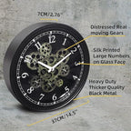 CLXEAST 15 Inch Real Moving Gear Wall Clock, Vintage Industrial Steampunk Metal - Image 2